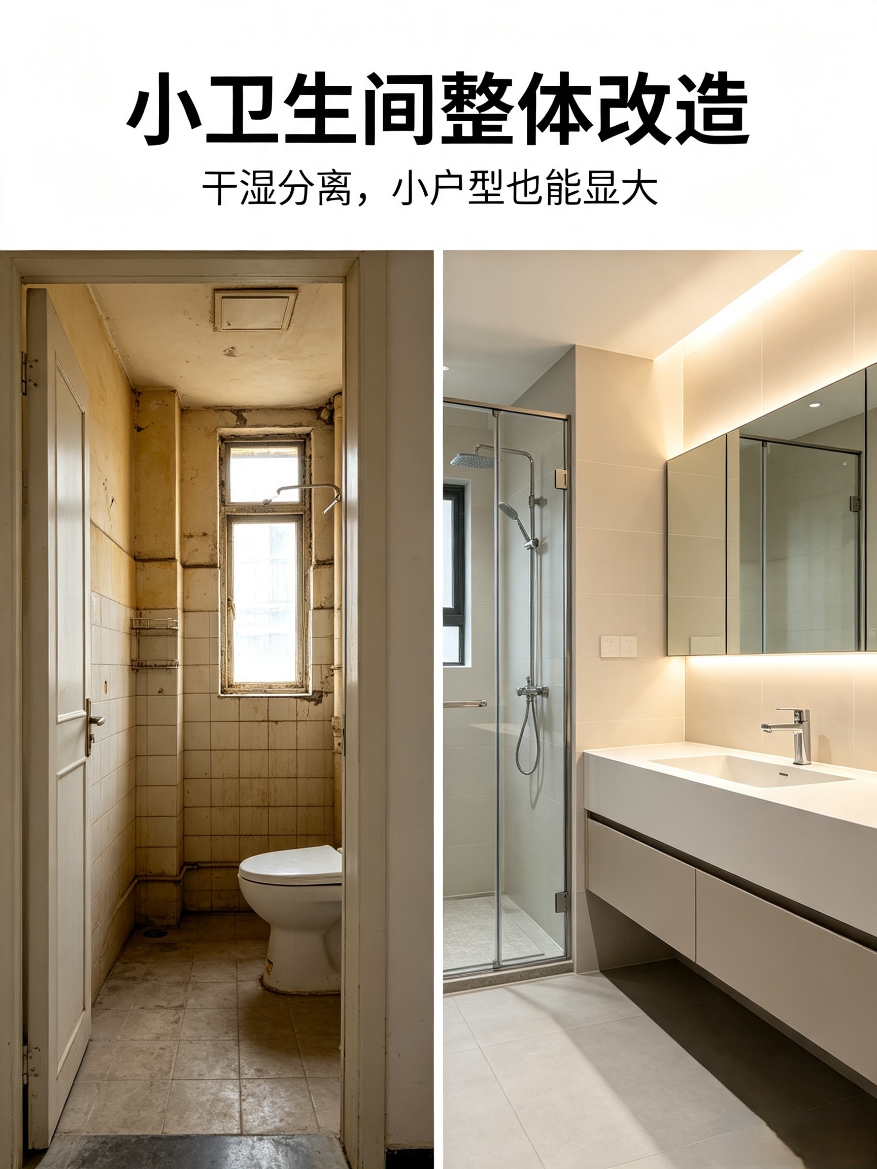 小卫生间整体改造前后对比